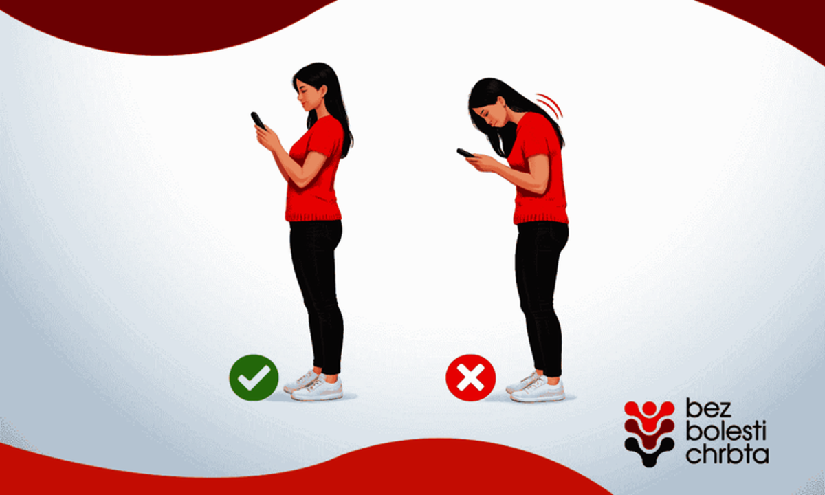 správne držanie tela pri práci s mobilom