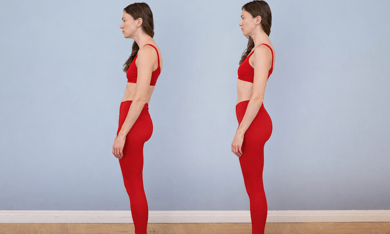 zhrbená a vystretá postava