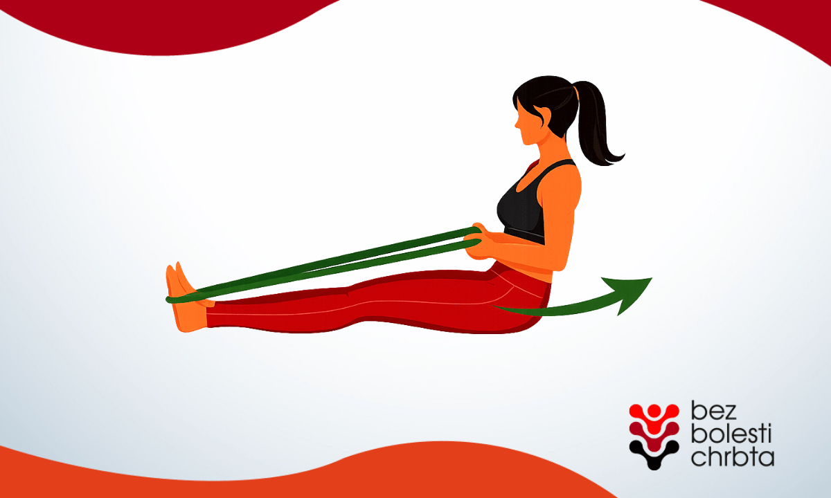 grafické zobrazenie cviku príťahy v sede